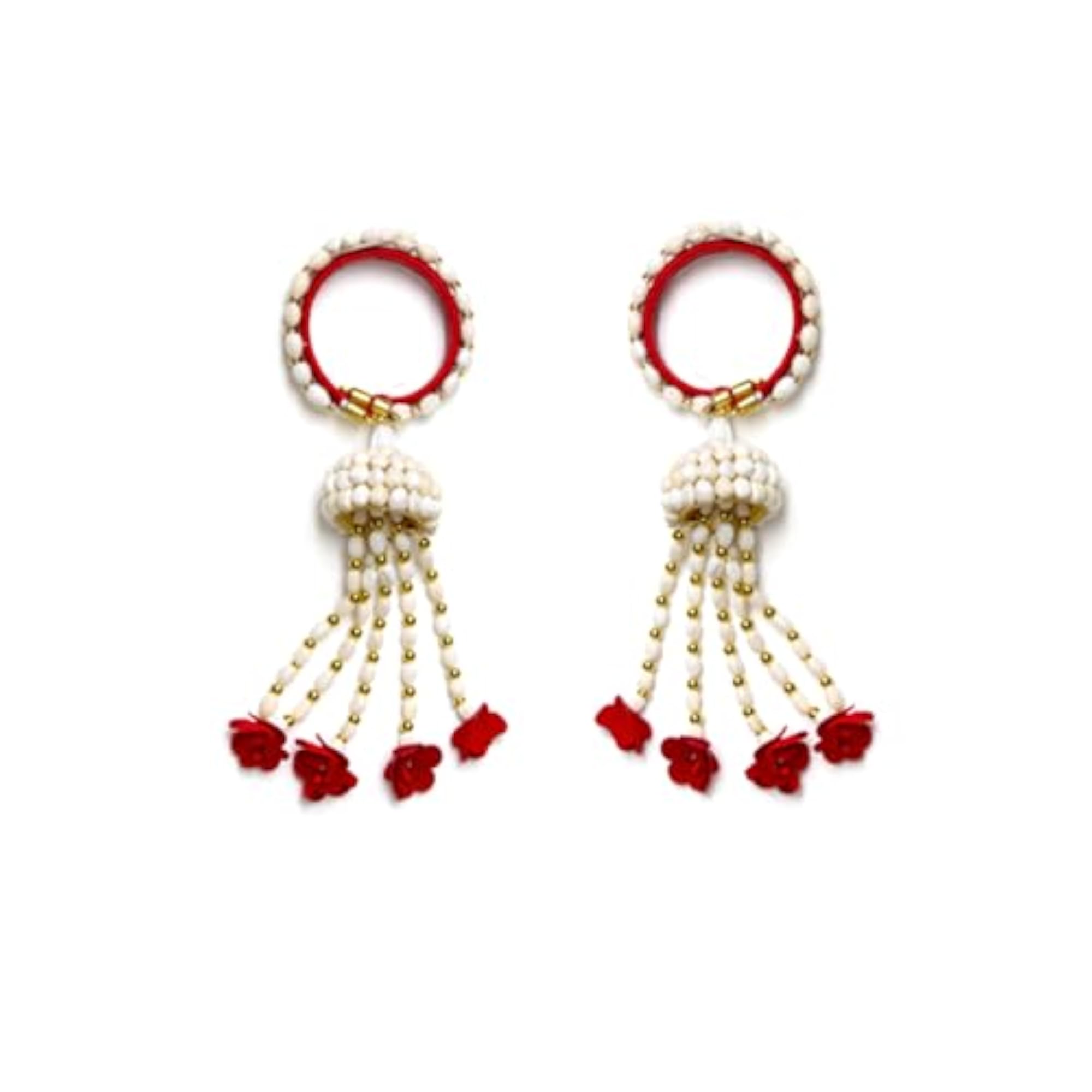Handcrafted Mogra Buds Flower Jewellery Set with Stone Studs